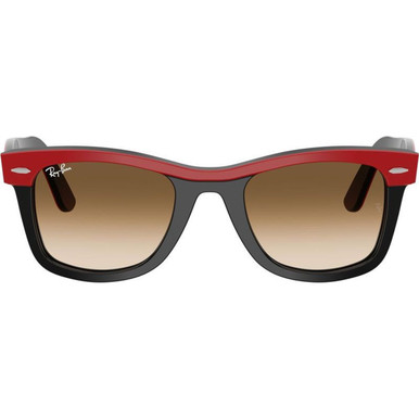 Ray-Ban Wayfarer RB2240 - Red on Black/Brown Clear Gradient Glass Lenses