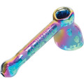 6.3in Green Skulls Electroplated Glass Bubbler