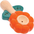 3.5" Orange Flower Ceramic Pipe - Wacky Bowlz