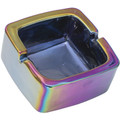 6ct. Square Glass Ashtray - Rainbow Finish