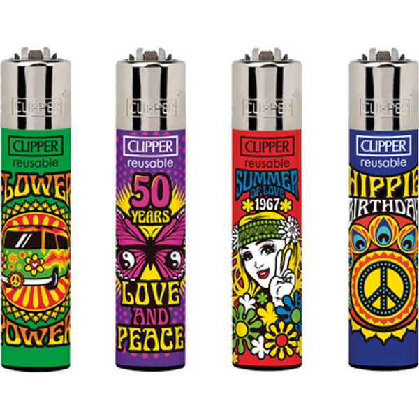 48Ct. Flower Power Hippie Clipper Lighters