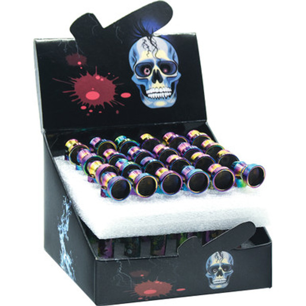 24ct Metal Pipe with Skull & Leaf Design - Rainbow