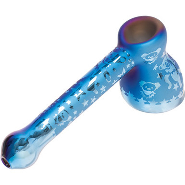 6.3in Blue Bears Electroplated Glass Bubbler