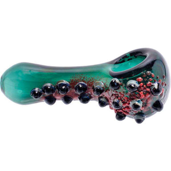 3.5in Blue Green Tiny Eyeballs Glass Hand Pipe