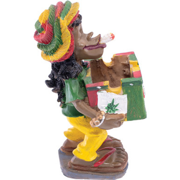 Jamaican Poly Resin Ashtray with reggae colors and 'Grass' design.