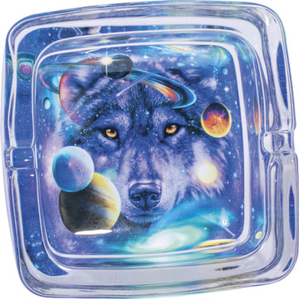 6ct. 4.5in Square Glass Ashtray - Wolves