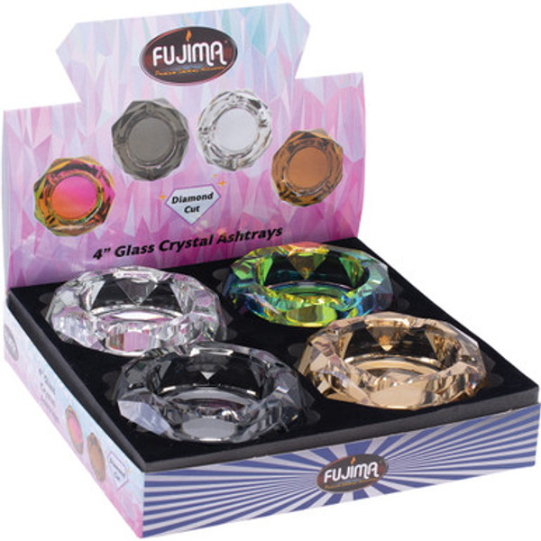 4ct Crystal Colorized Ashtray - 4in
