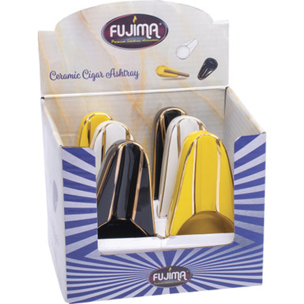 6ct. Ceramic Colored Ashtrays w/ Gold Line
