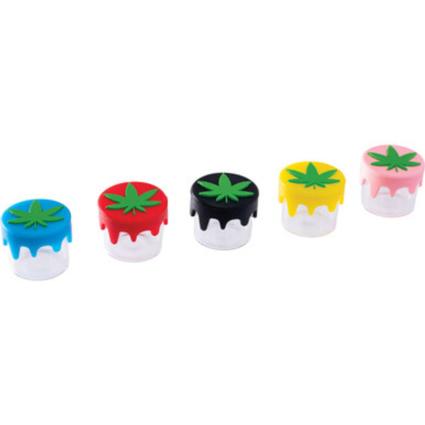 24Count 6Ml Glass Dab Jars Silicone Leaf Top - Kushrx