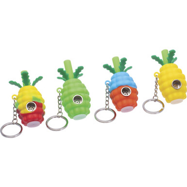 5Ct. 2.5 In Pineapple Keychain Silicone Pipe - Random Color