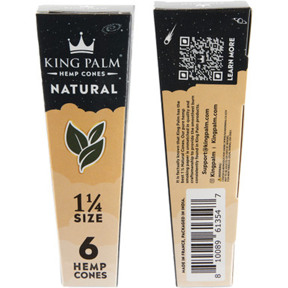30 Ct. 6pk King Palm 1.25" Cones - Hemp Natural