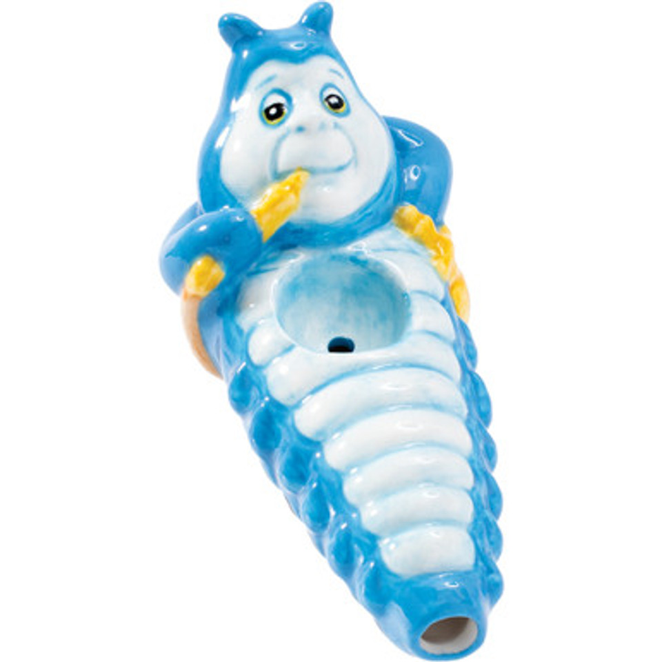 3.5in Hookah-Smoking Caterpillar Ceramic Pipe - Wacky Bowlz