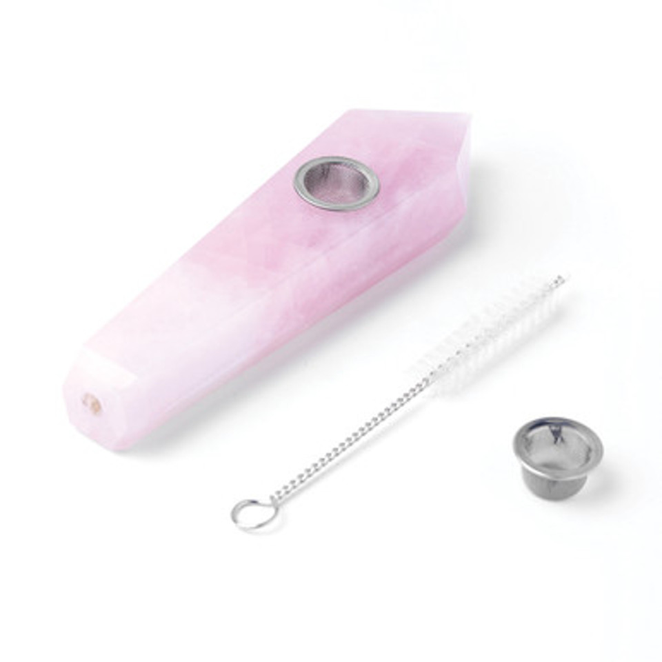 Rose Quartz Gemstone Pipes - Astral Project