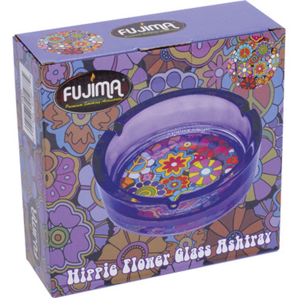6.25" Purple Hippie Flower Glass Ashtray
