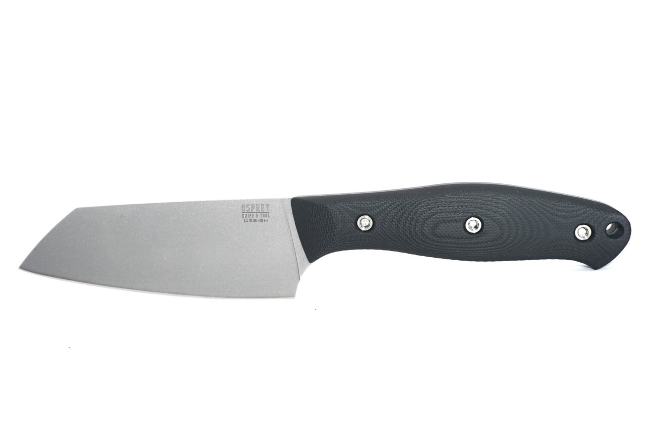 RMJ Osprey 9 Adventure Kitchen Knife Black G10 4.5 Stonewash - EKnives LLC