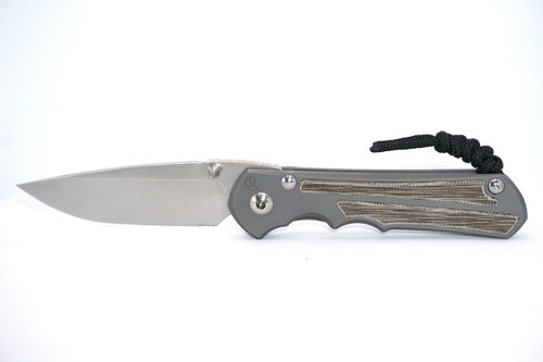 Large Inkosi- Drop Point with Natural Canvas Micarta Inlay- Glass Blasted- Chris Reeve Knives