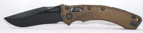 Amphibian RAM-LOK Marfione Select DLC Stonewash Finish Antique Bronze Anodized Slab Side Titanium W/DLC Titanium Accent DLC Double Vapor Blast Stainless- Microtech Knives