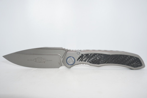 Anax S/E Titanium Handle Bead Blast Standard Blue Titanium Pivot Collar Carbon Fibre Inlay- Microtech Knives