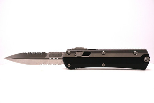 Glykon- Bayonet Bead Blasted Overlay Stonewash Full Serrated Nickel Boron Internals- Microtech Knives