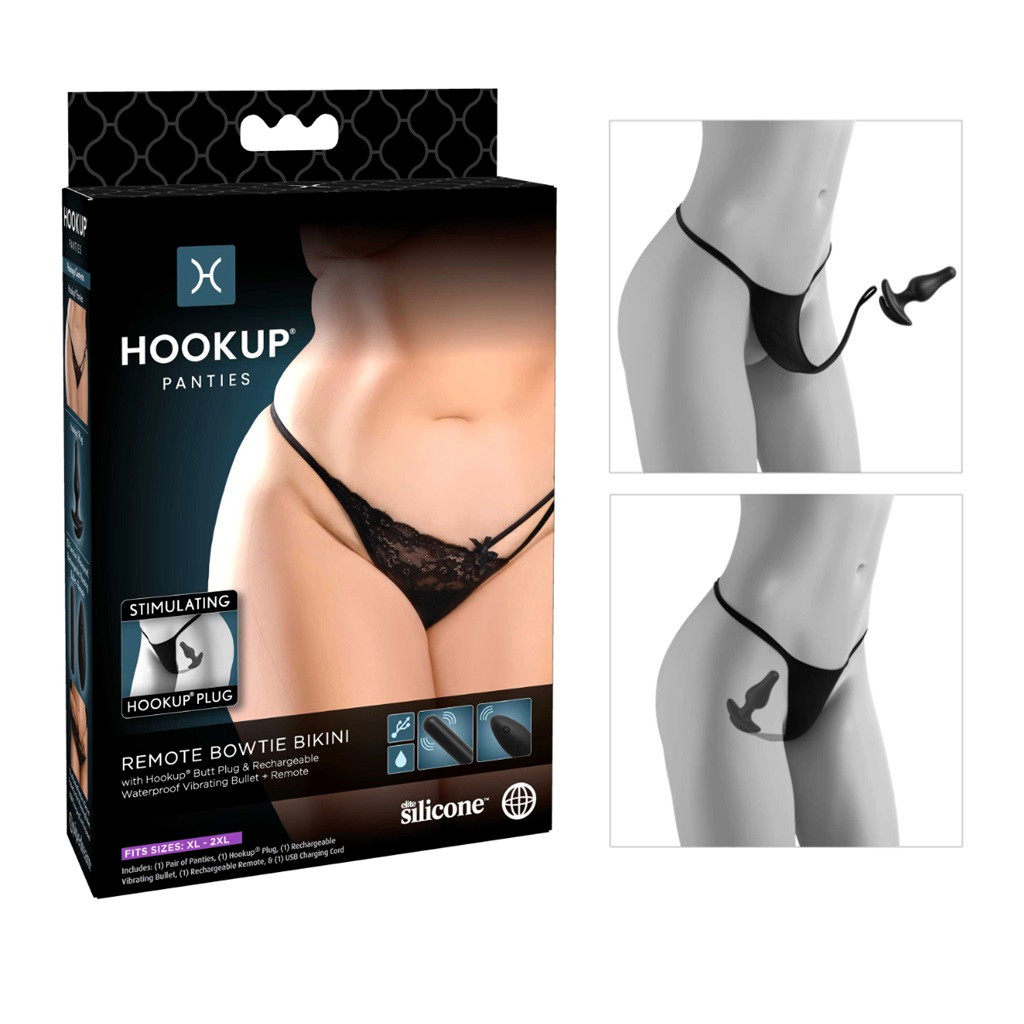 Remote Bow Tie Bikini with Vibrating Plug XL-2XL