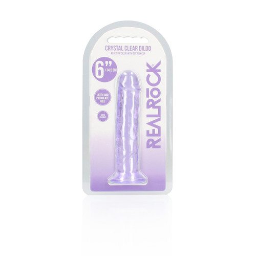 RealRock - 6 Inch Straight No Balls - Purple in package