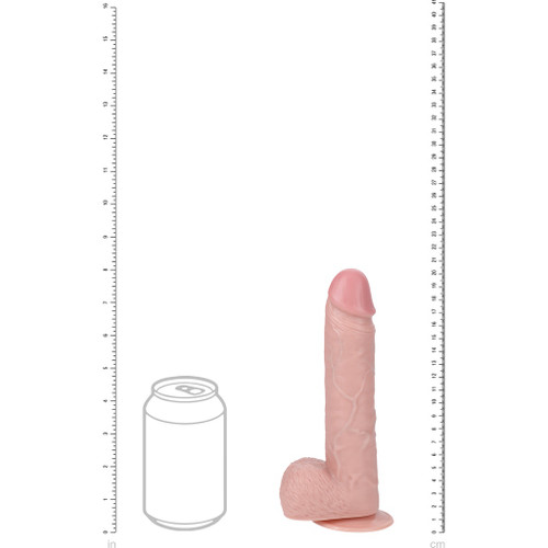 RealRock 8 " Vibrating and Thrusting Cock With Balls - Regular Straight - White dimensions