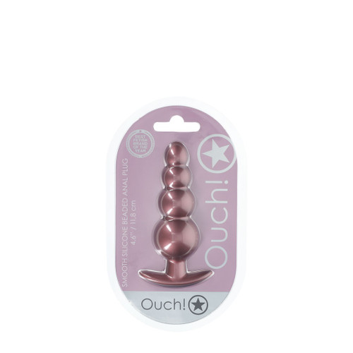 Ouch! Beaded Anal Plug Silicone - Rose Gold in package Ouch! Beaded Anal Plug Silicone - Rose Gold in package