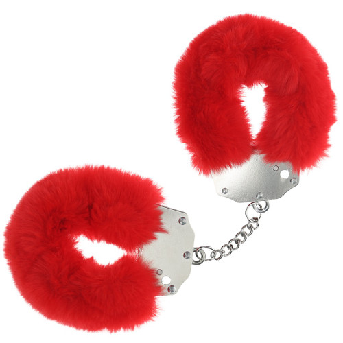 Ouch! Heavy Duty Fluffy Handcuffs - Red Ouch! Heavy Duty Fluffy Handcuffs - Red