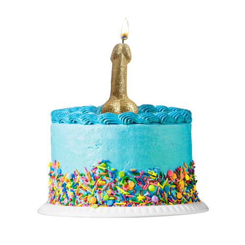 Glitterati Gold Glitter Penis Candle on cake Glitterati Gold Glitter Penis Candle on cake