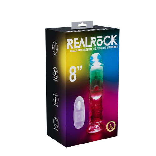 RealRock - Wireless Rechargeable Remote Control LED Vibrating Dong Straight No Balls 8" in box RealRock - Wireless Rechargeable Remote Control LED Vibrating Dong Straight No Balls 8" in box