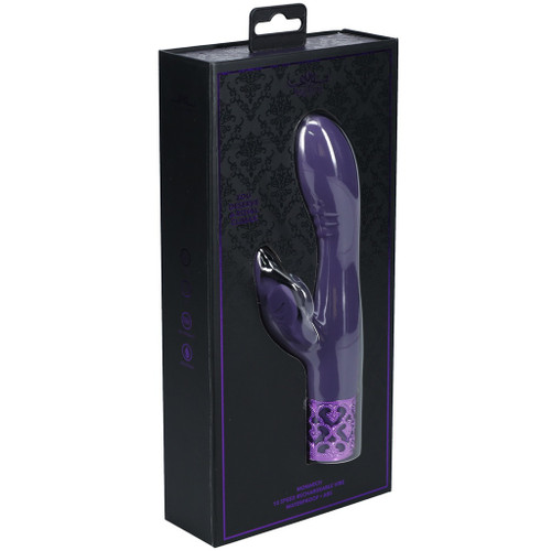 Royal Gems Monarch - 10 Speed Silicone Rechargeable Vibrator - Purple in box