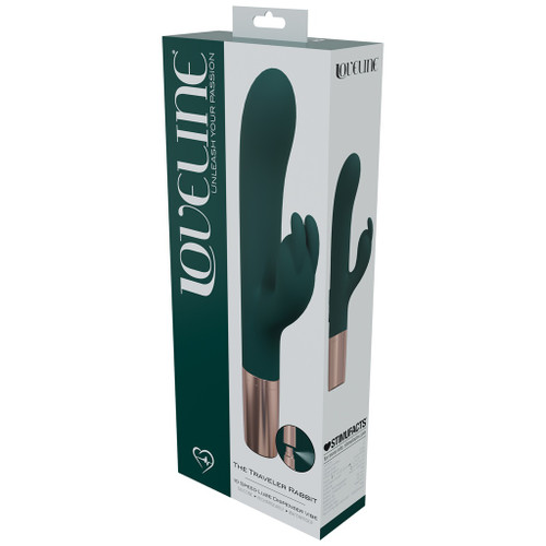LoveLine Traveler Rabbit - 10 Speed Silicone Rechargeable - Forest Green in box