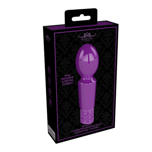 Royal Gems Brilliant - Silicone Rechargeable Bullet - Purple in box