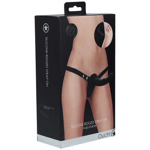 Silicone Ridged Strap-On Adjustable - Black in box