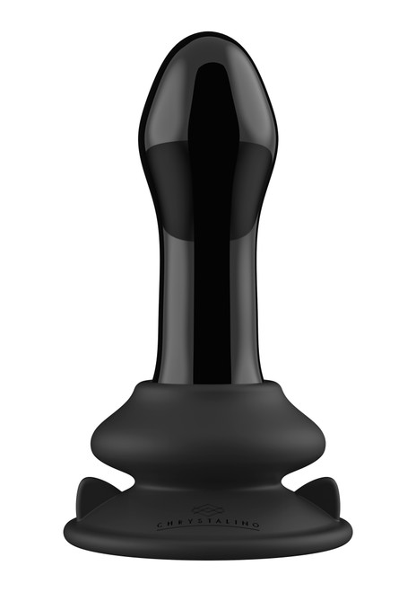 Pluggy - Suction Cup and Remote 10 Speed Glass Plug - Black