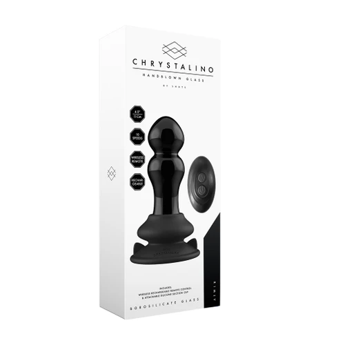 Rimly - Suction Cup and Remote 10 Speed Glass Plug - Black in box