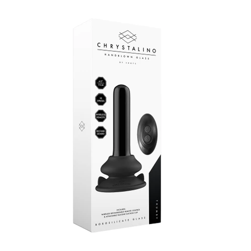 Thumby - Suction Cup and Remote 10 Speed Glass Plug - Black in box