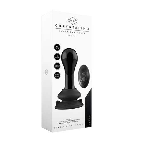 Globy - Suction Cup and Remote 10 Speed Glass Plug - Black in box