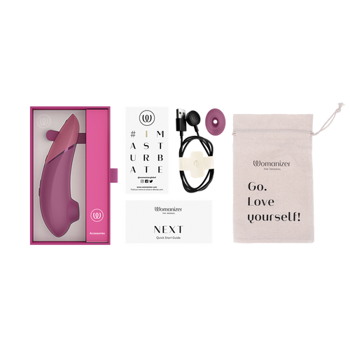 Womanizer Next - Dusky Pink open box to show contents