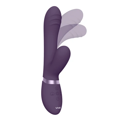 VIVE Tani - Pulse Wave Triple Motor Silicone Vibrator - Purple side view with shadow of movement