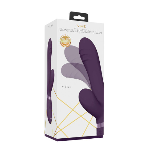 VIVE Tani - Pulse Wave Triple Motor Silicone Vibrator - Purple in box
