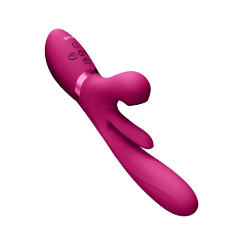 VIVE Kura - Thrusting G Spot Flapper w/Pulse Wave Clit Stimulator - Pink insert view