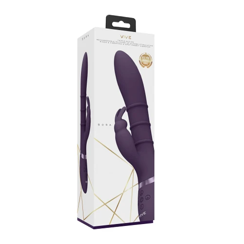 VIVE Sora - Vibrating G Spot Rabbit w/Stimulating Rings - Purple in box