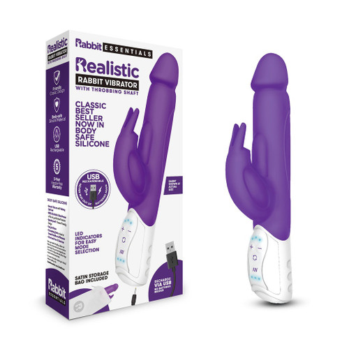 Rechargeable Realistic Rabbit - Purple with box