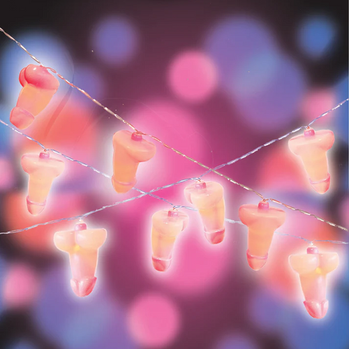 Glitterati 20pc Penis String Lights shown lit up