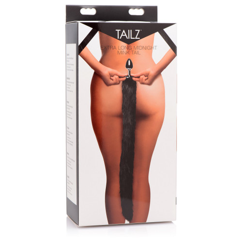 Extra Long Midnight Mink Tail Metal Anal Plug in box Extra Long Midnight Mink Tail Metal Anal Plug in box