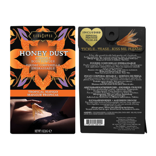 Kama Sutra Honey Dust Tropical Mango 1 OZ package front and back Kama Sutra Honey Dust Tropical Mango 1 OZ package front and back
