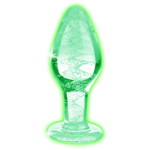 Glow in the Dark Glass Anal Plug - Large with glow effect Glow in the Dark Glass Anal Plug - Large with glow effect