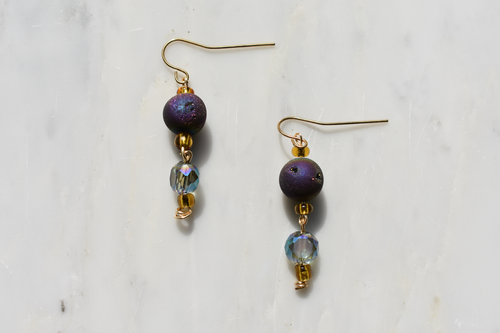 Purple Druzy Quartz earrings