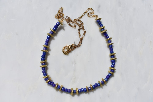 Glass Bead and Gold Spacer necklace